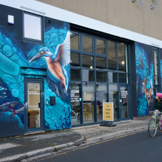 Ouseburn Trust exterior with cyclist passing