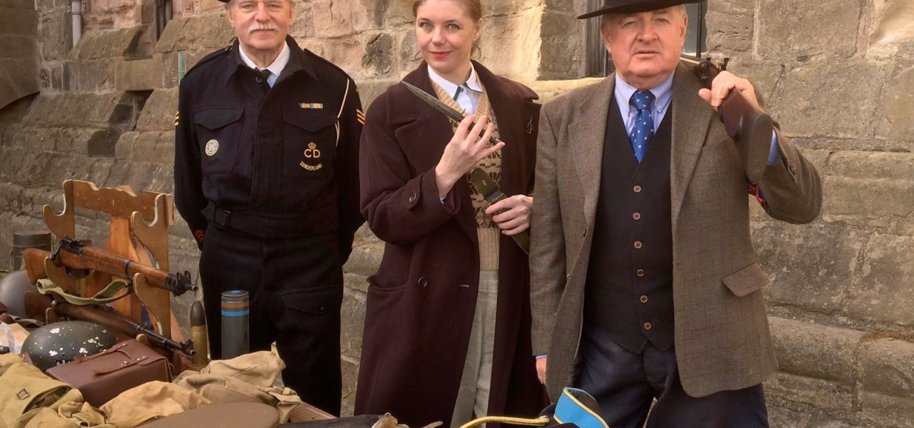 Photo of 3 x re-enactors in Home Guard uniforms