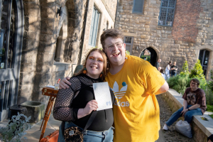 Dearest Hayley at Blackfriars with a visitor and their poem