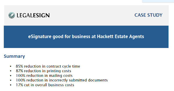 Success with e-Signature at Hackett Estate Agents