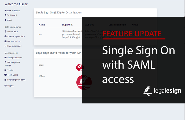 Legalesign Esignature and Single Sign On (SSO) with SAML
