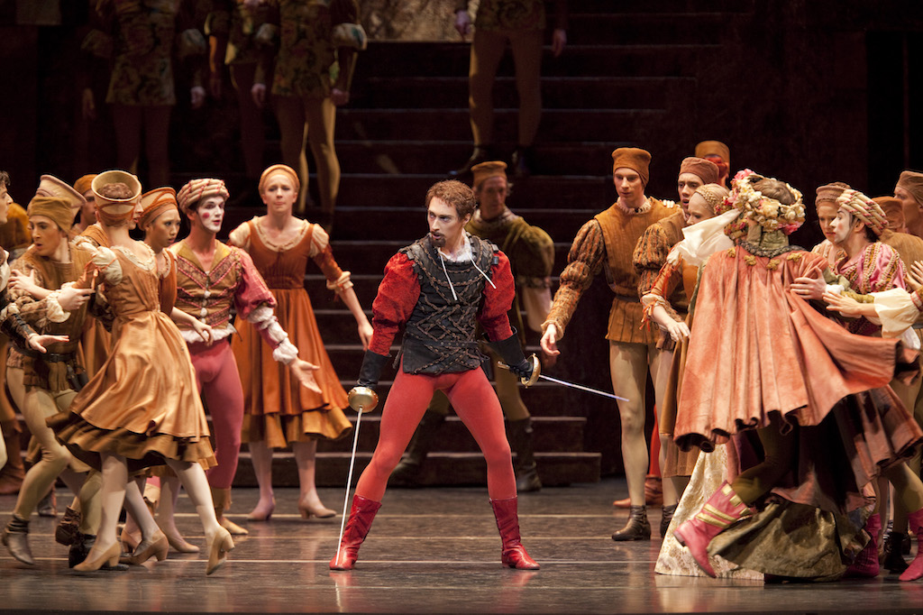 Yes Bennet Gartside as Tybalt in The Royal Ballet production of Romeo and Juliet (1965) choreographed by Kenneth MacMIllan (1929-1992) to music by Sergei Prokofiev (1891-1953) with set and costume designs by Nicholas Georgiadis (1923-2001) and lighting design by John B. Read. Performed at the Royal Opera House, Covent Garden on 13 February 2010.
ARPDATA ;
ROMEO AND JULIET ;
Music by Prokofiev ;
Choreography by MacMillan ;
The Royal Ballet ;
At the Royal Opera House, London, UK ;
13 February 2010 ;
Credit: Royal Opera House / ArenaPAL