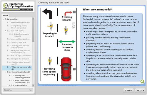 Lane positioning for cyclists
