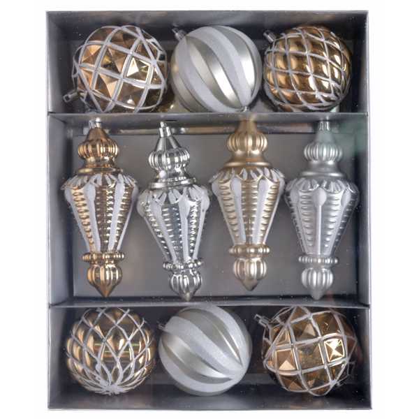 Новогодние Украшения 10 шт. Золото-серебро