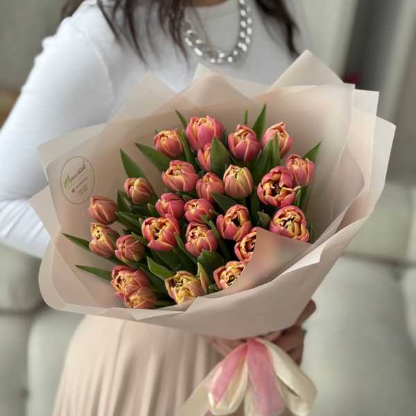 Букет из 25 пионовидных тюльпанов Колумбус (Columbus) 