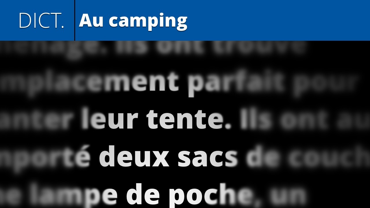 Au camping (dictation dialogue 16)