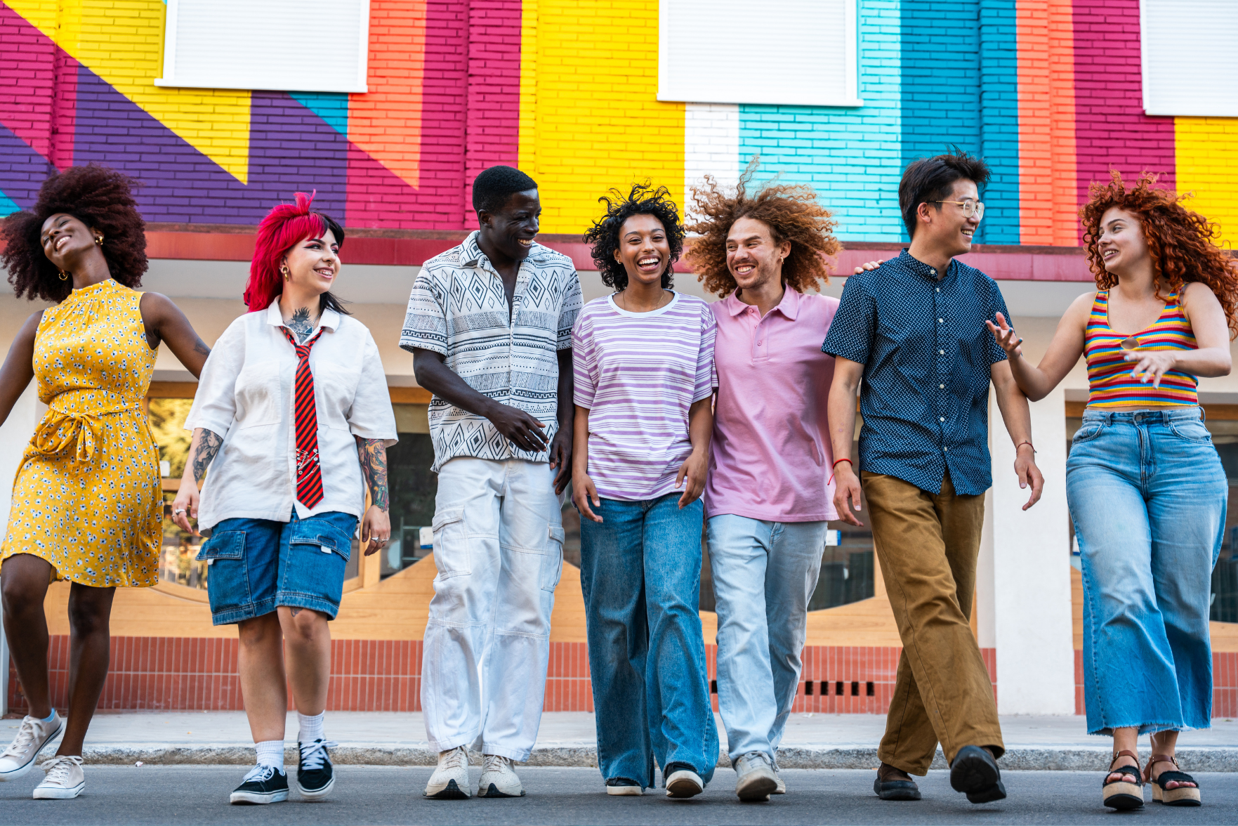 A group of chirpy university students