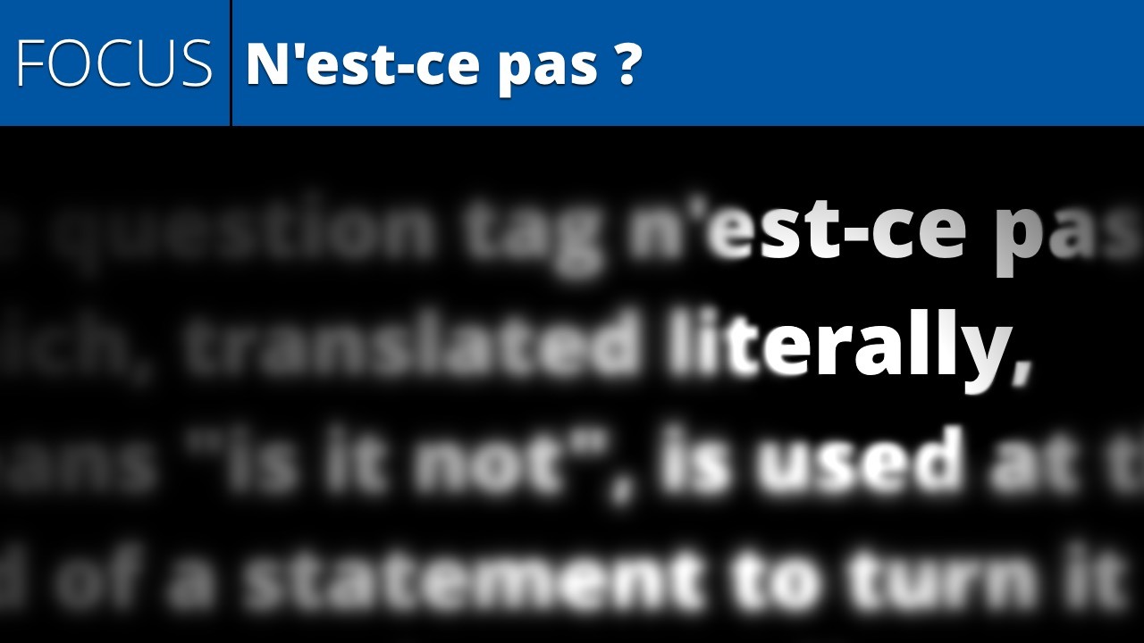 N'est-ce pas ? (lesson focus)