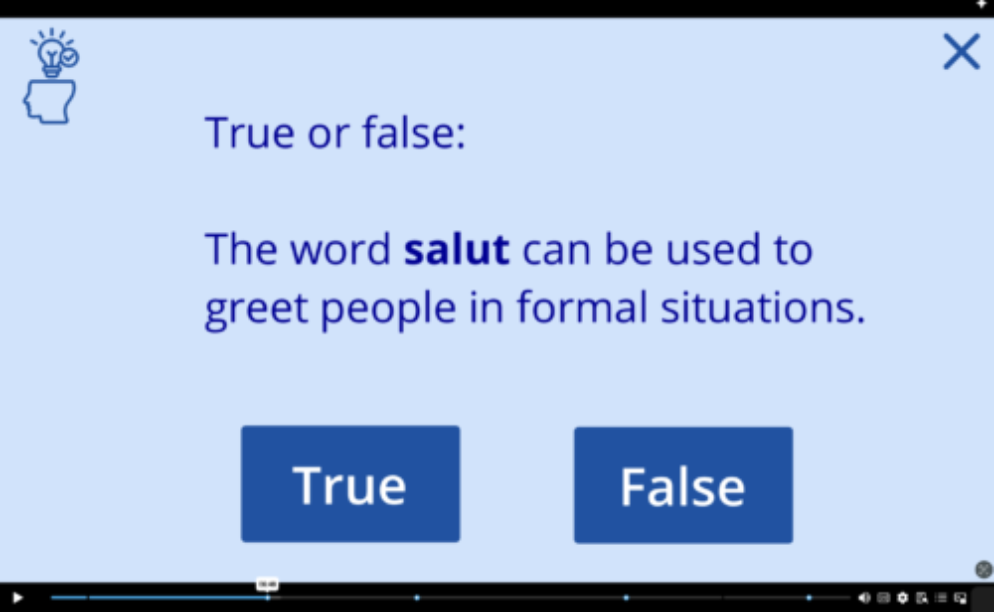 An interactive quiz in Lesson 01 of The Complete French Course