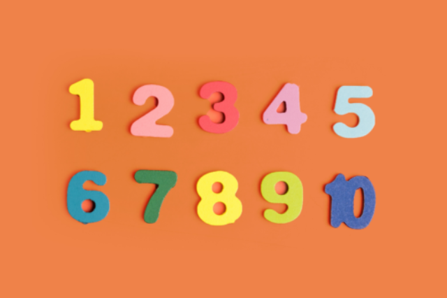 Numbers from 1 to 10 on an orange background