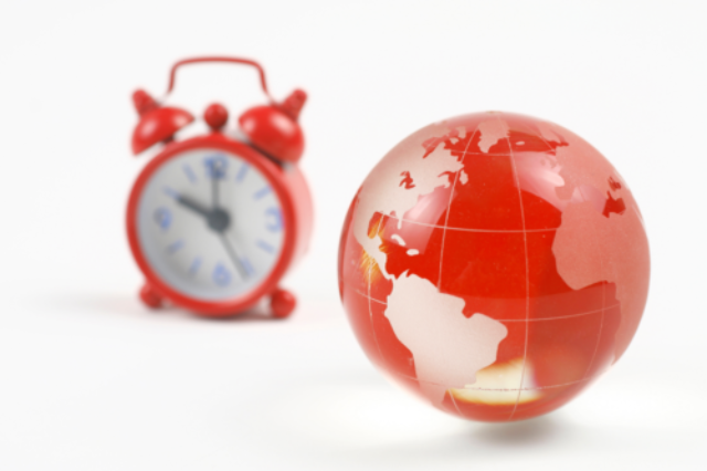 A clock and a globe