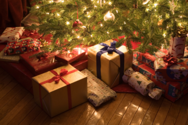 Christmas presents under a tree