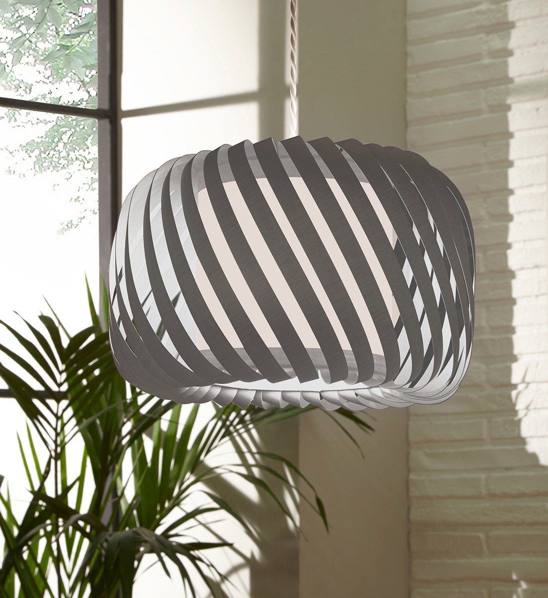 Ribbon Pendant Shade Grey Fabric Diffuser Ceiling Shade