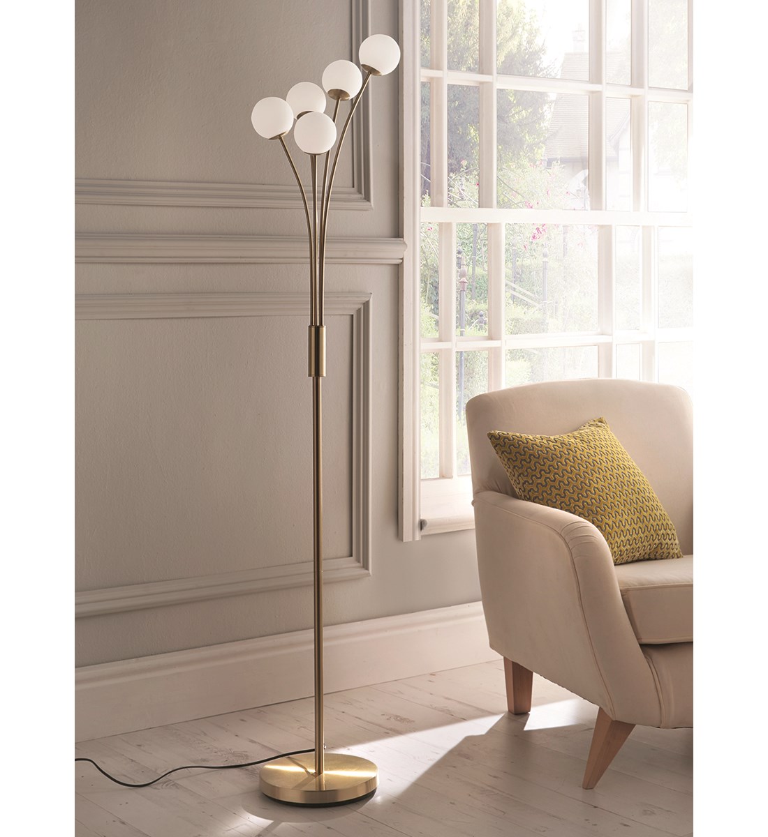 Jackson Floor Lamp Brushed Gold 5 Multi Light Floor Lamp