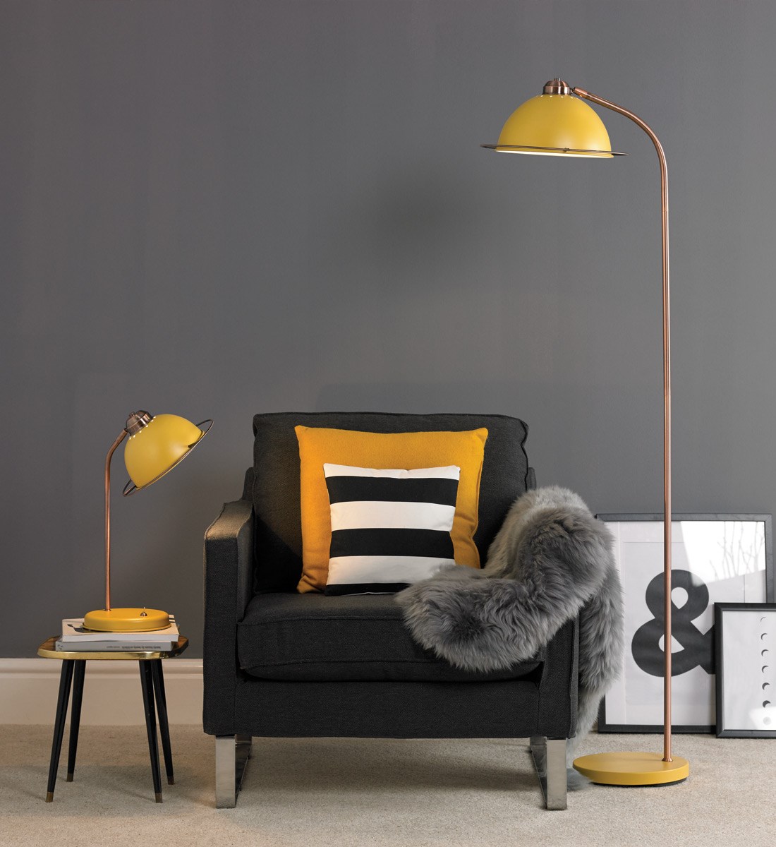 Bauhaus Floor Lamp Ochre Retro Design Metal Floor Lamp