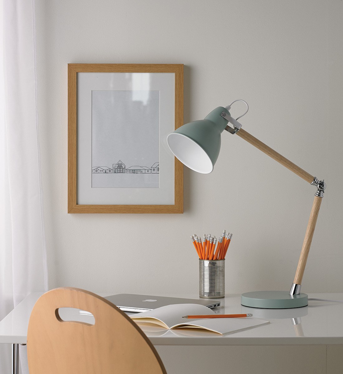Drake Desk Lamp Blue Wooden Desk Lamp