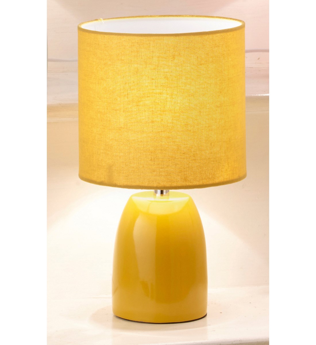 Opal Table Lamp Ochre Yellow Ceramic Bright Bedside Lamp