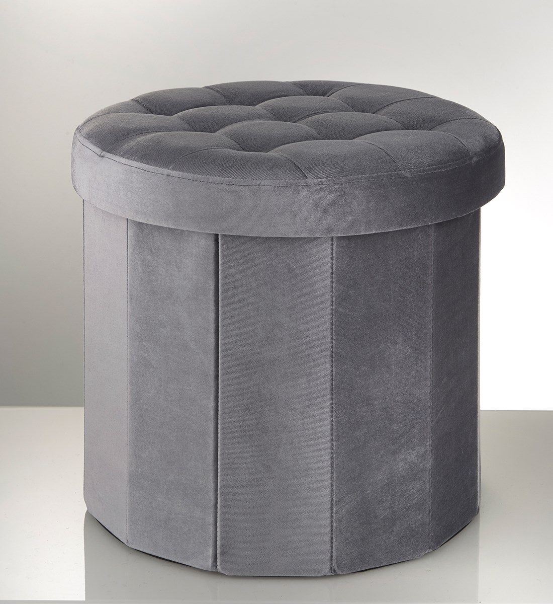 Westbrook Foldable Storage Stool Grey Lidded Storage