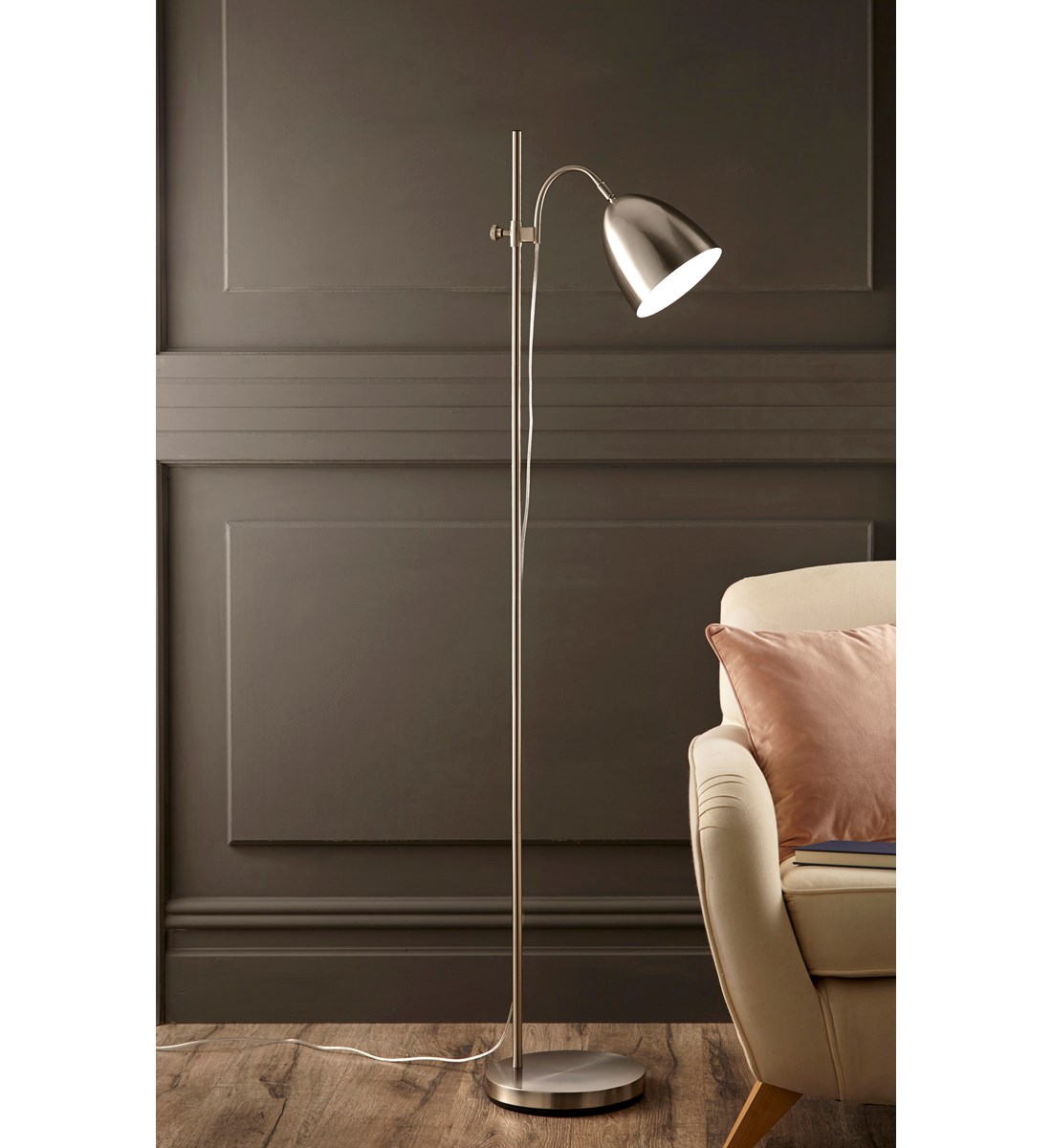 Seb Floor Lamp Brushed Chrome Adjustable Task Floor Lamp