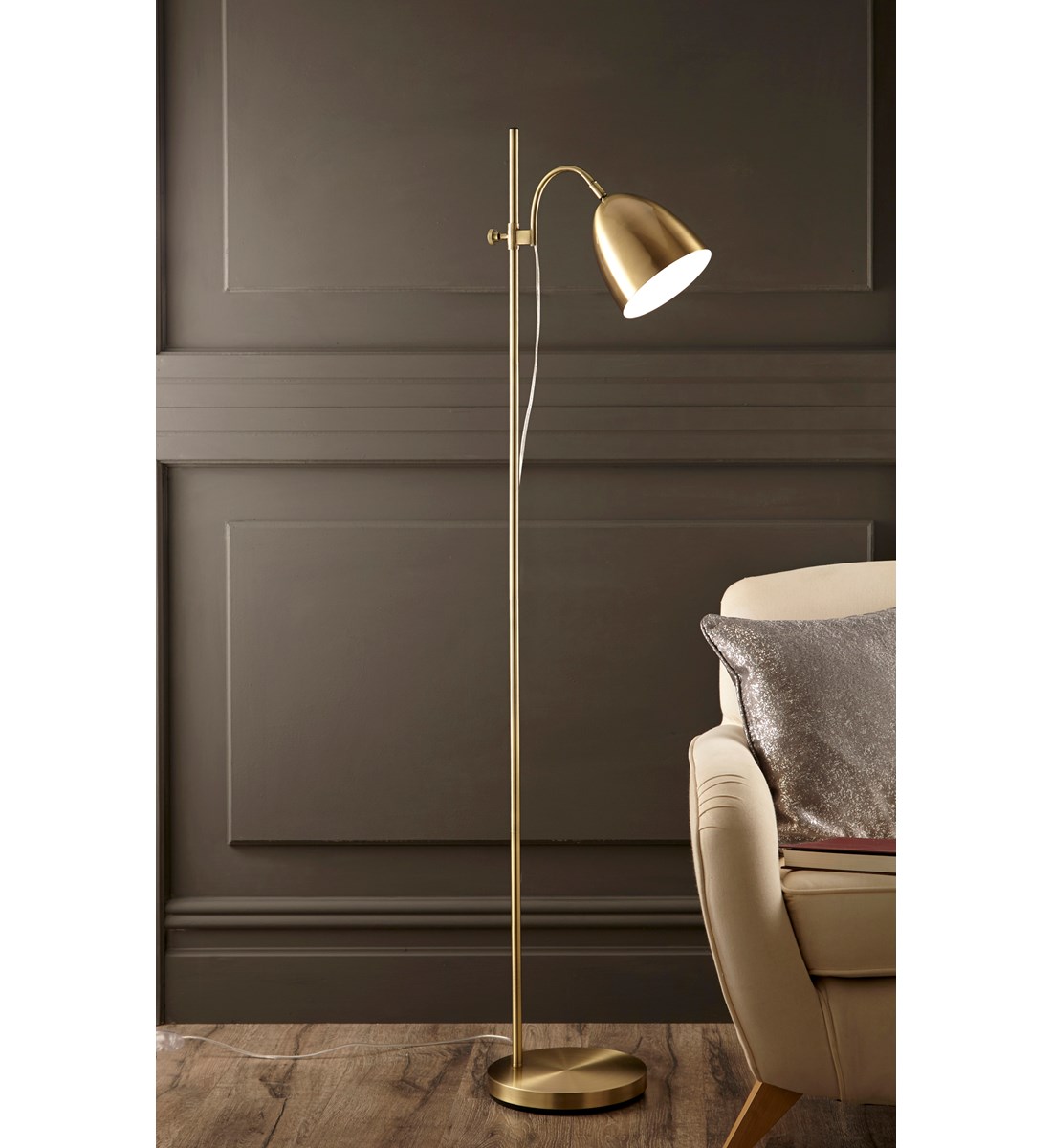 Seb Floor Lamp Antique Brass Adjustable Task Floor Lamp