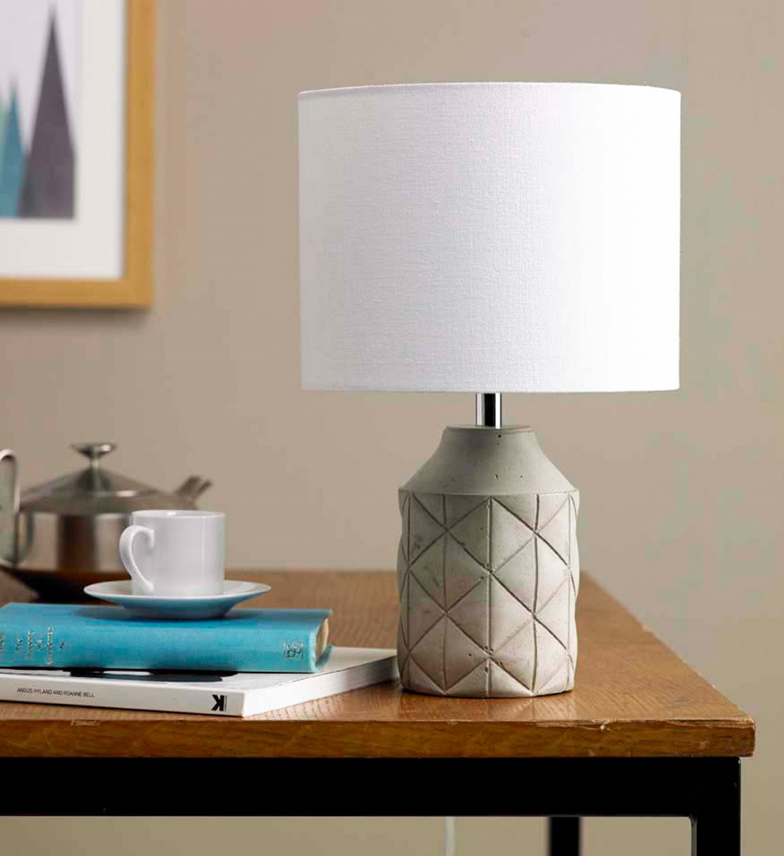 Luca Table Lamp Grey Concrete Detailed Table Lamp