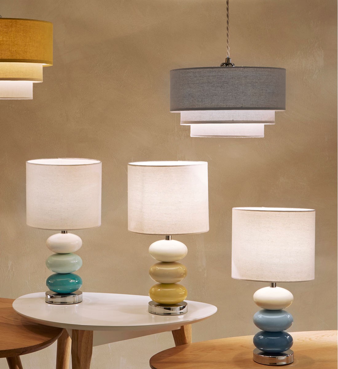 Esme Table Lamp Ochre Bright Ceramic Pebble Lamp