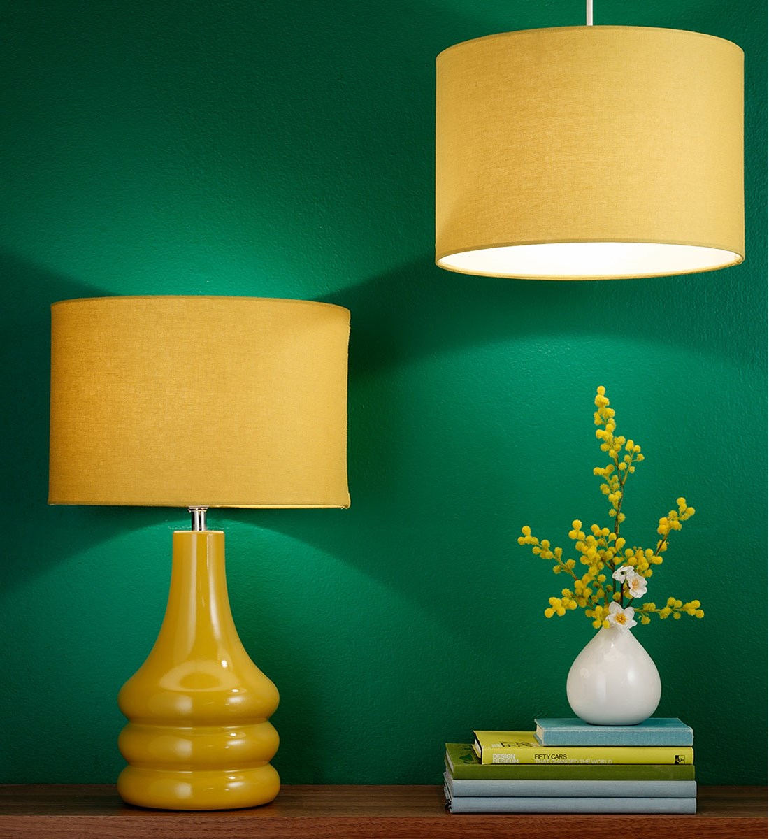 12" Raj Cylinder Pendant Shade Ochre Bright Yellow Pendant Shade