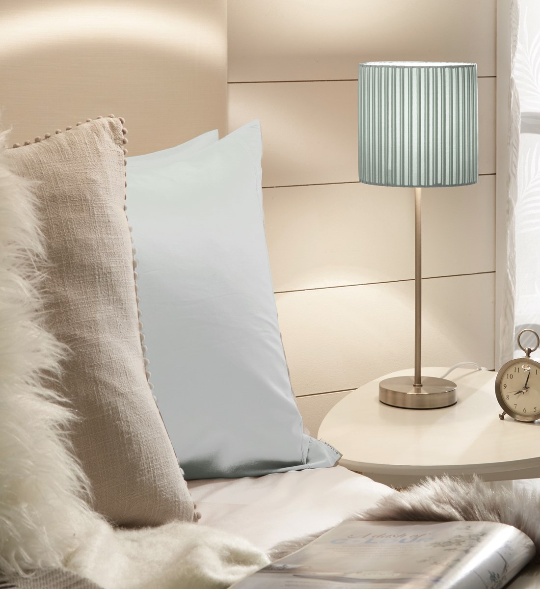 Wilson Table Lamp Duck Egg Blue Pleated Shade Table Lamp