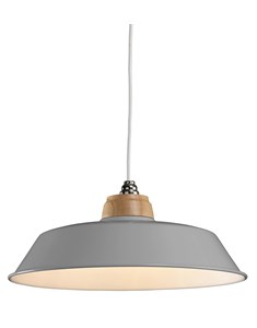 Metal Pendant Shade Complete With Wooden Top