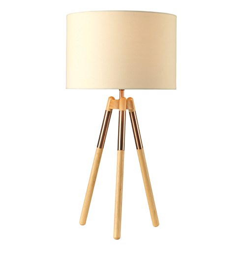 Ely Table Lamp Bronze Tripod Wooden Table Lamp