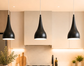 Kitchen lighting such as pendant lighting, flush ceiling lights and under cabinet lighting