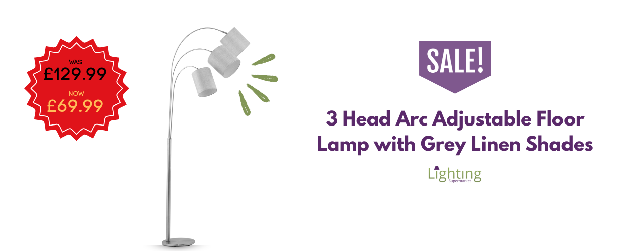 Adjustable Floor Lamp with Grey Linen Shades