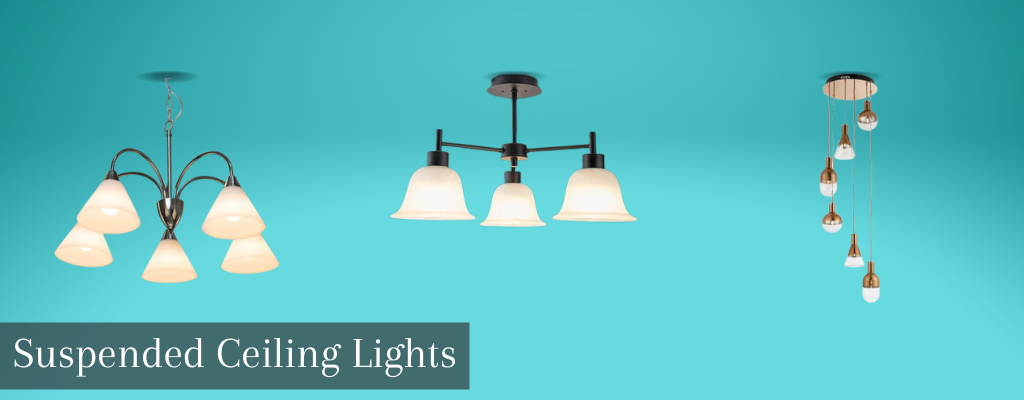 Suspended chandeliers, semi flush and pendant ceiling lights