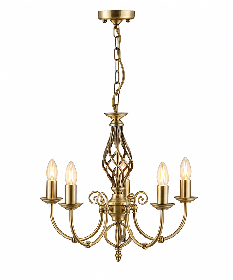 Kingswood Barley Twist Traditional Semi Flush Pendant - 5 Light