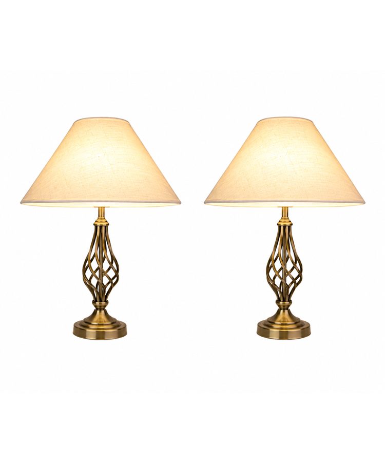 Kingswood Barley Twist Antique Brass Table Lamps (Pair)