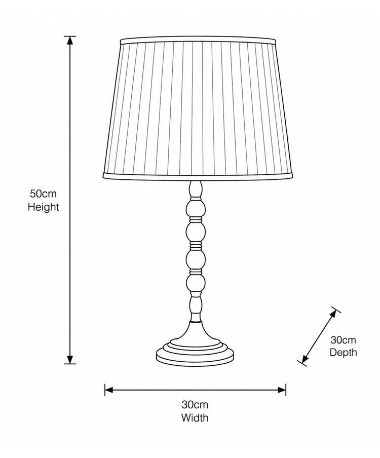 Bergen Slimline Antique Brass Candlestick Table Lamp with Ivory Pleated Shade
