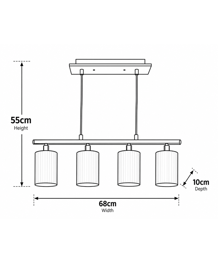 Korus 4 Bar Light with White Shade - Ceiling Light Korus 4 Bar Light with White Shade - Ceiling Light