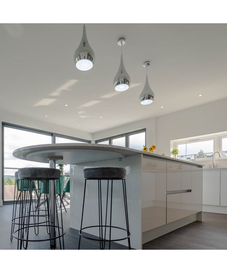 Modern Designer Teardrop Ceiling Pendant Light - Chrome - Small Modern Designer Teardrop Ceiling Pendant Light - Chrome - Small