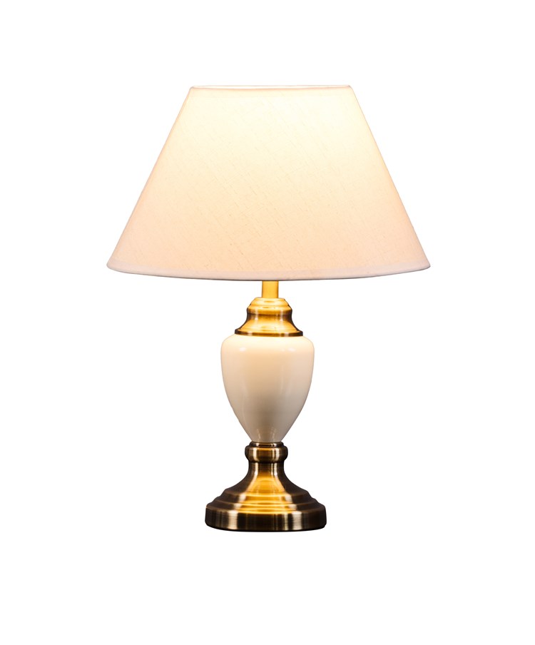 Malham Small Classic Table Lamp with Matching Shade - Cream & Antique Brass