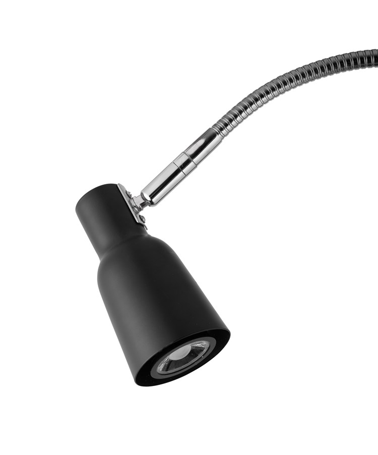 Heavyweight Modern Black Chrome Reading Floor Lamp with LED Daylight Bulb Heavyweight Modern Black Chrome Reading Floor Lamp with LED Daylight Bulb