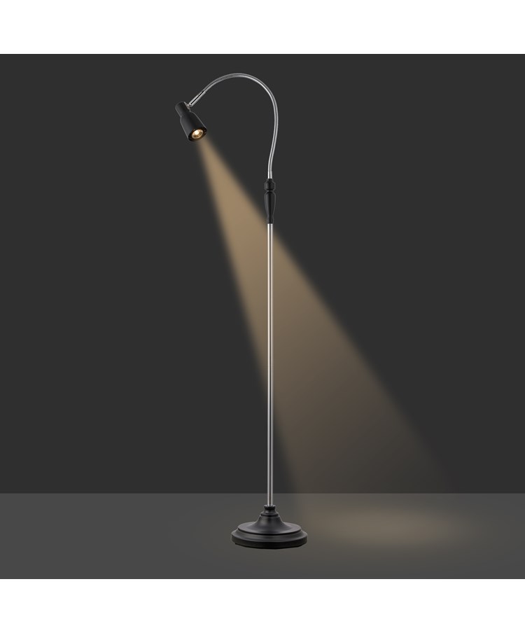 Heavyweight Modern Black Chrome Reading Floor Lamp with LED Daylight Bulb Heavyweight Modern Black Chrome Reading Floor Lamp with LED Daylight Bulb