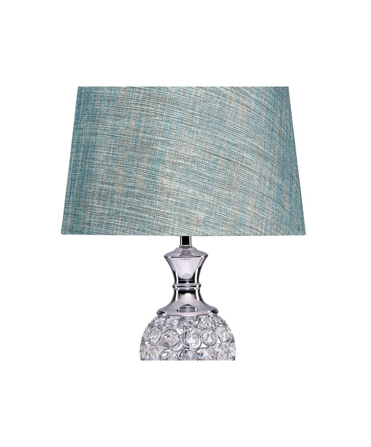 Hannah Luxury Elegant Chrome & Crystal Table Lamp with Blue Gold Shade Hannah Luxury Elegant Chrome & Crystal Table Lamp with Blue Gold Shade