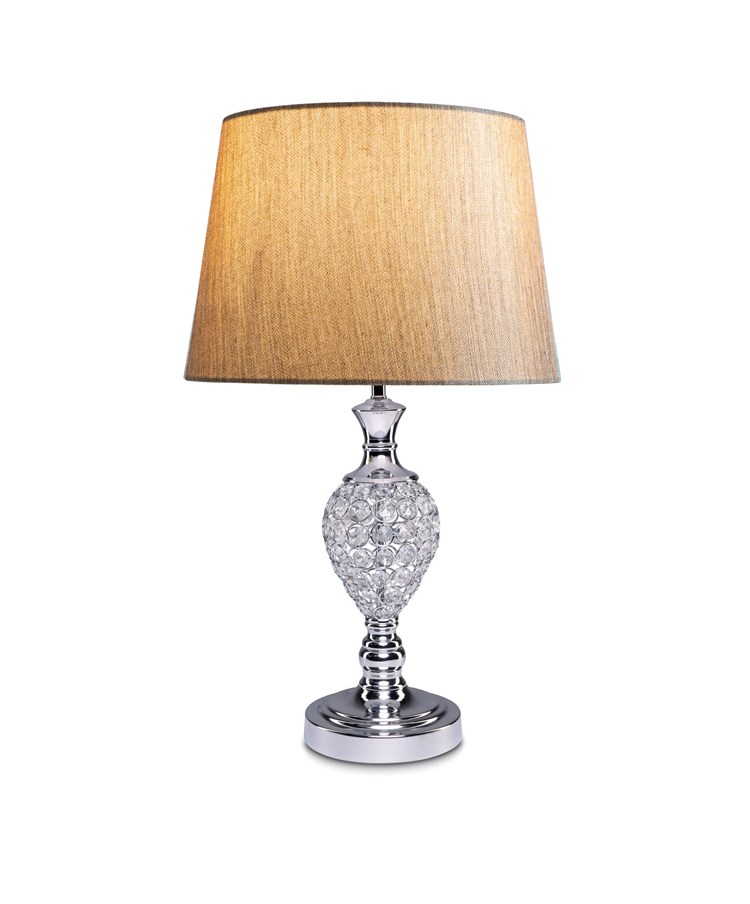 Hannah Luxury Elegant Chrome & Crystal Table Lamp with Charcoal Gold Shade Hannah Luxury Elegant Chrome & Crystal Table Lamp with Charcoal Gold Shade