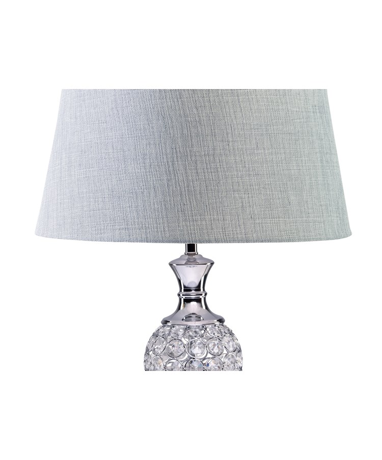 Hannah Luxury Elegant Chrome & Crystal Table Lamp with Grey Linen Shade Hannah Luxury Elegant Chrome & Crystal Table Lamp with Grey Linen Shade