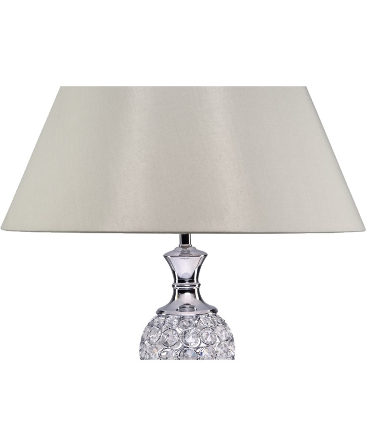 Hannah Luxury Elegant Chrome & Crystal Table Lamp with Grey Empire Shade Hannah Luxury Elegant Chrome & Crystal Table Lamp with Grey Empire Shade