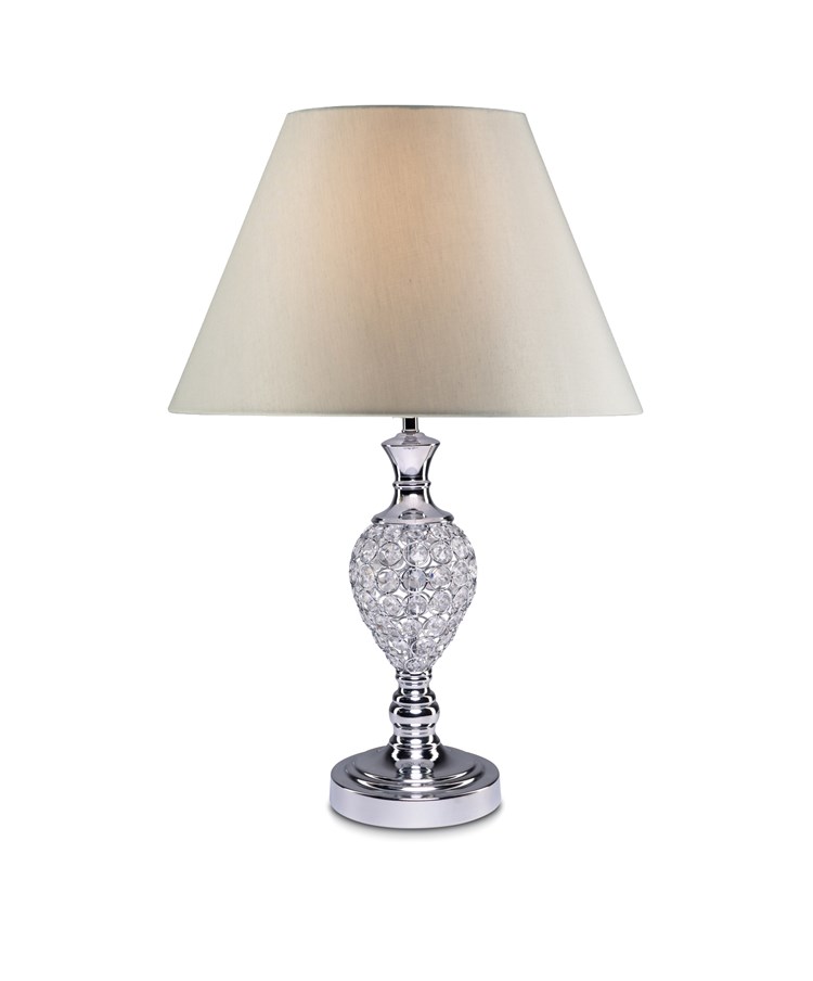 Hannah Luxury Elegant Chrome & Crystal Table Lamp with Grey Empire Shade Hannah Luxury Elegant Chrome & Crystal Table Lamp with Grey Empire Shade