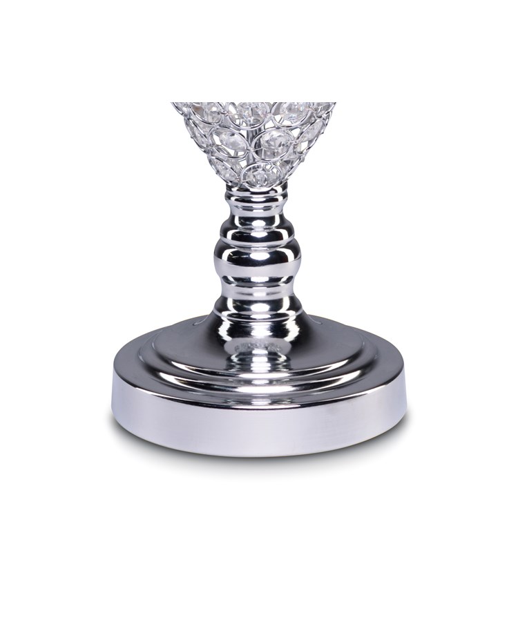 Hannah Luxury Elegant Chrome & Crystal Table Lamp with Ivory Linen Shade Hannah Luxury Elegant Chrome & Crystal Table Lamp with Ivory Linen Shade