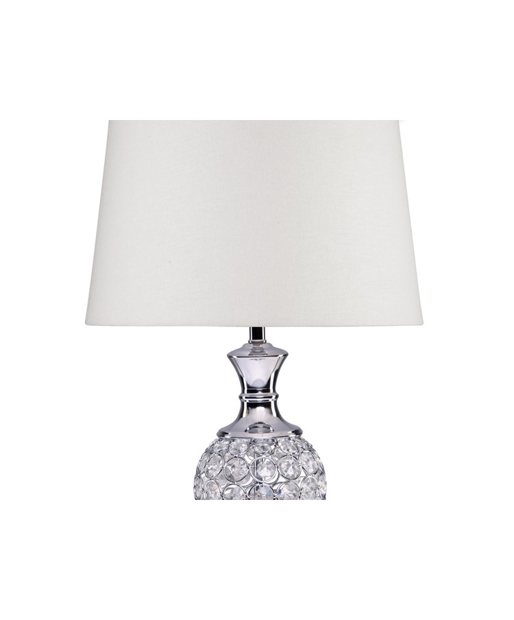Hannah Luxury Elegant Chrome & Crystal Table Lamp with Ivory Linen Shade Hannah Luxury Elegant Chrome & Crystal Table Lamp with Ivory Linen Shade
