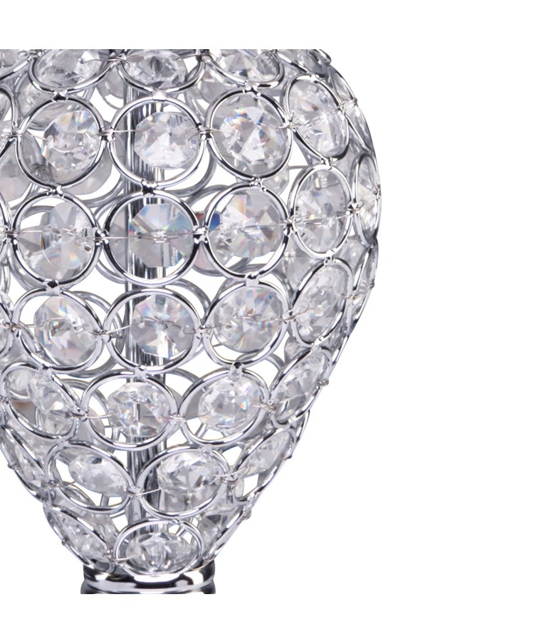 Hannah Luxury Elegant Chrome & Crystal Table Lamp with Ivory Linen Shade Hannah Luxury Elegant Chrome & Crystal Table Lamp with Ivory Linen Shade