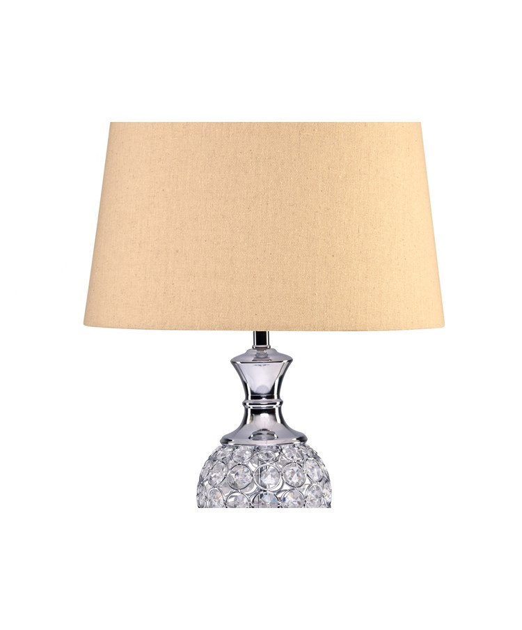 Hannah Luxury Elegant Chrome & Crystal Table Lamp with Natural Linen Shade Hannah Luxury Elegant Chrome & Crystal Table Lamp with Natural Linen Shade